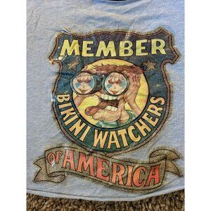 Vintage Bikini Watchers Beach Club Sparkle T shirt Blue X-LARGE DIY Crop Top